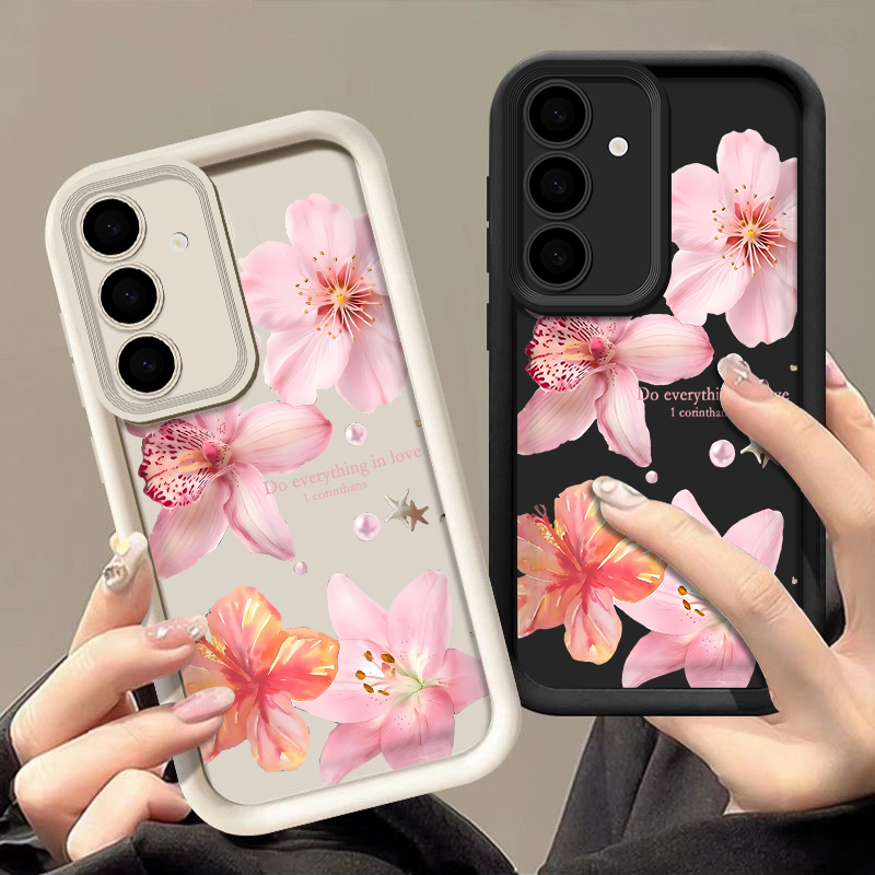 Samsung Galaxy A55 - Różowe Kwiaty Etui na Telefon Samsung