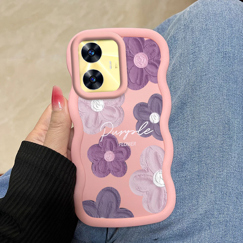 Realme Note 50 - Etui Realme C55 z różowo-fioletowymi kwiatami,